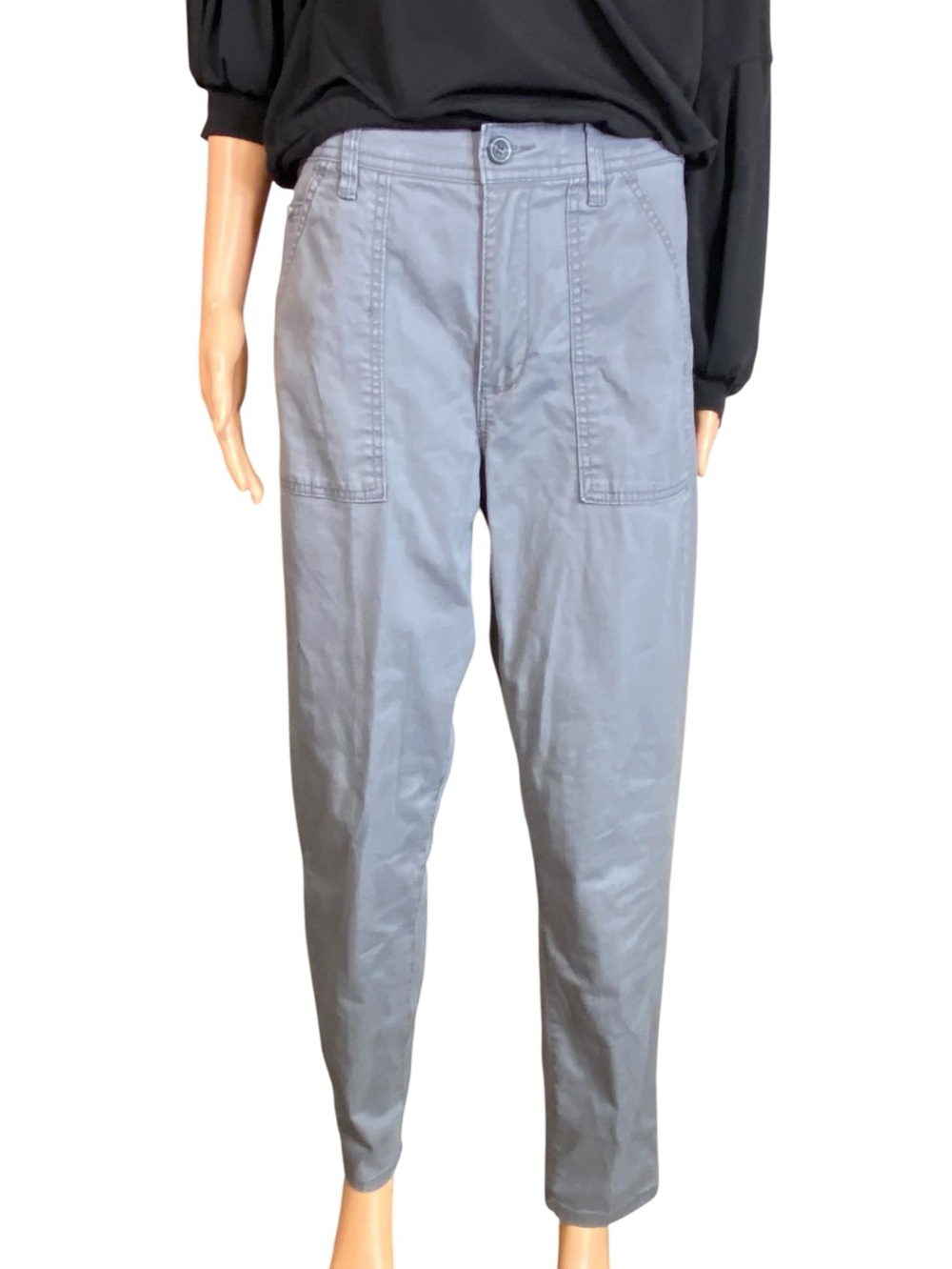 Curve Appeal Light Gray Tapered Chinos Women Patch Pockets Closet Neutral Size 8